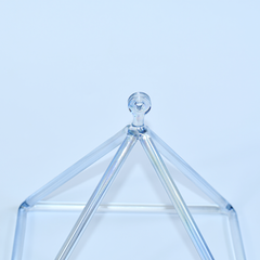 TXTone Ice-Blue Triangle Crystal Singing Pyramid With Carrier Bag For Meditation Healing