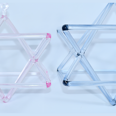 TXTone Ice-Blue Crystal Singing Merkaba Pyramid With Carrier Bag For Meditation Healing