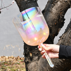 TXTone Orange Alchemy Handle Crystal Singing Bowl With Carrier Bag For Chakra Healing Meditation