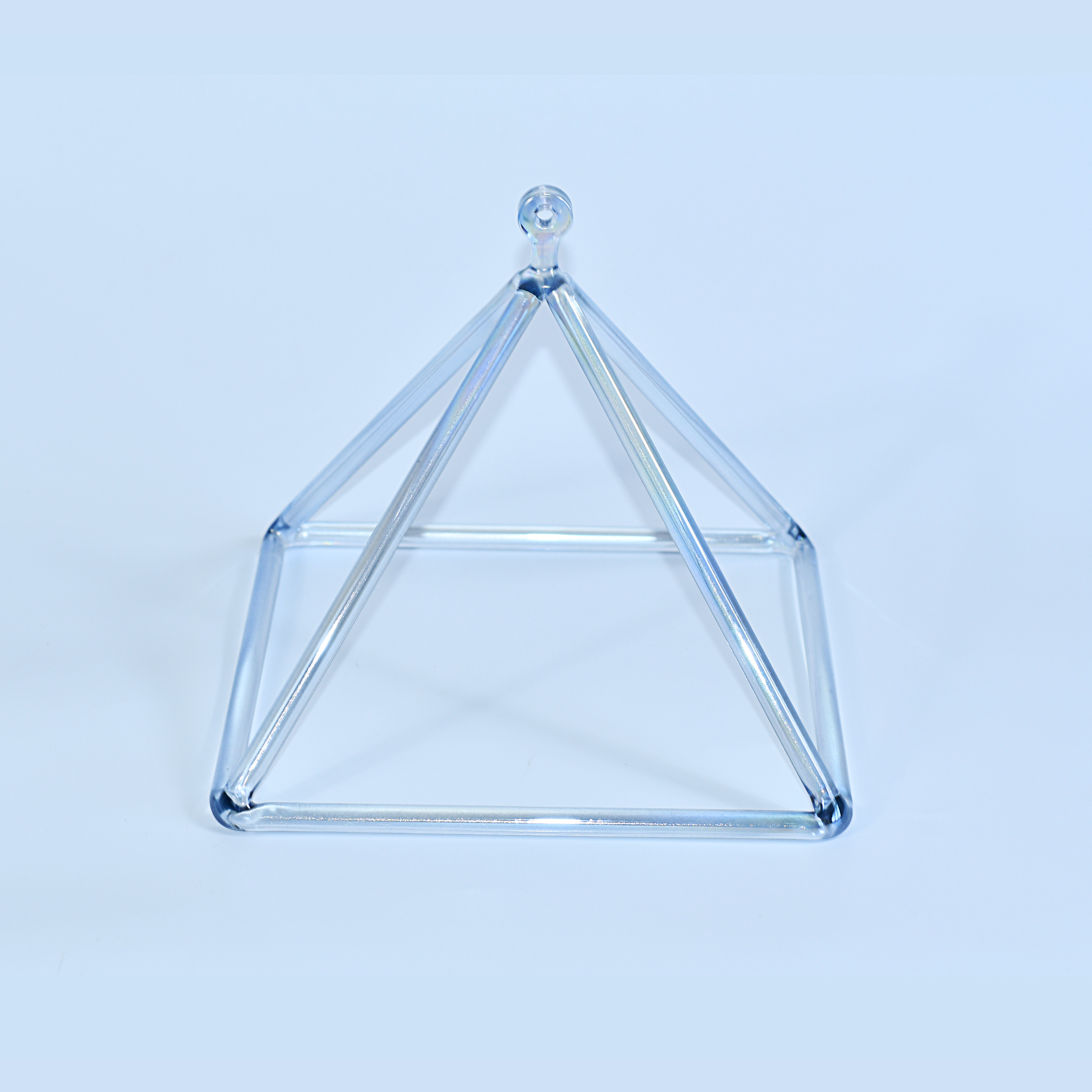 TXTone Ice-Blue Triangle Crystal Singing Pyramid With Carrier Bag For Meditation Healing