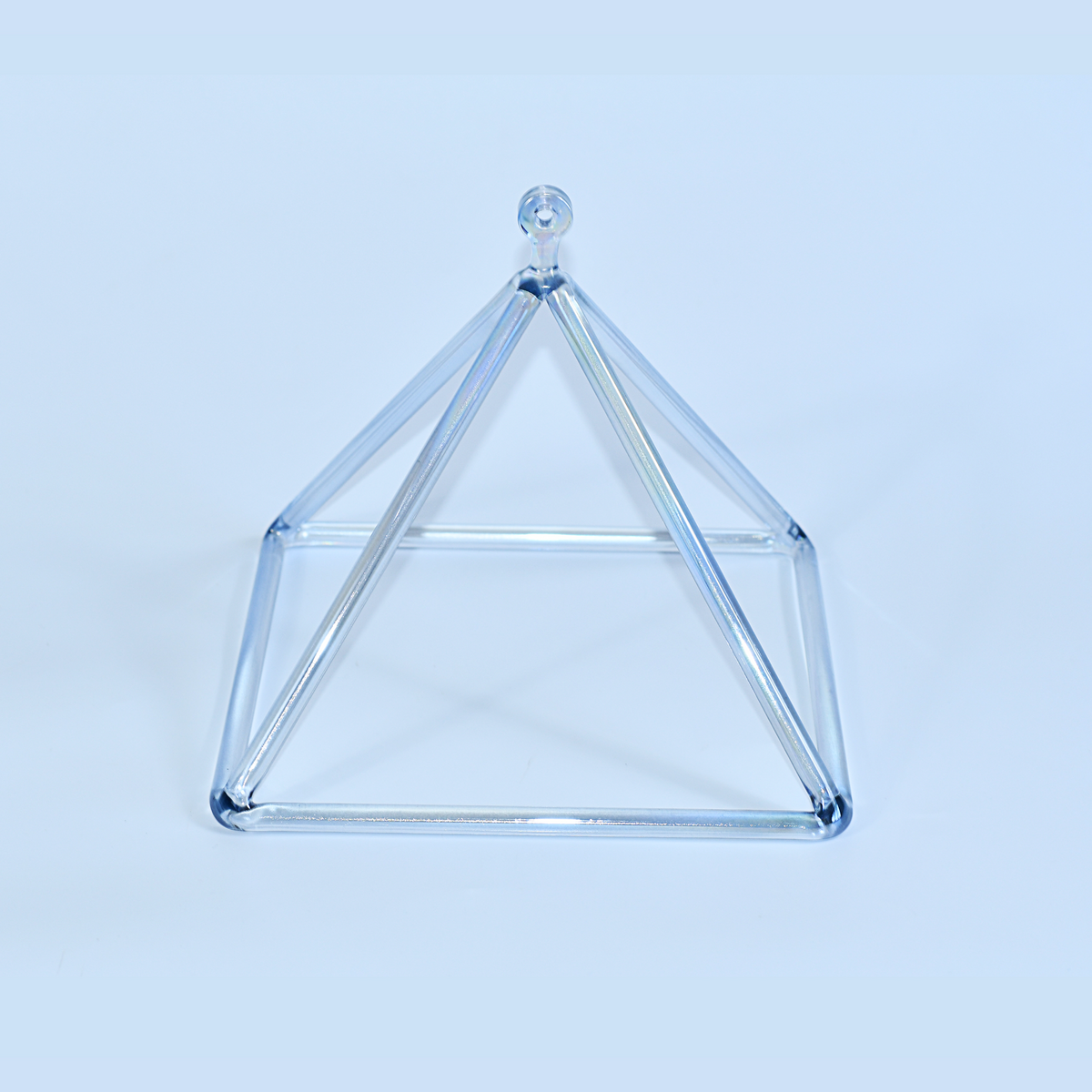 TXTone Ice-Blue Triangle Crystal Singing Pyramid With Carrier Bag For Meditation Healing