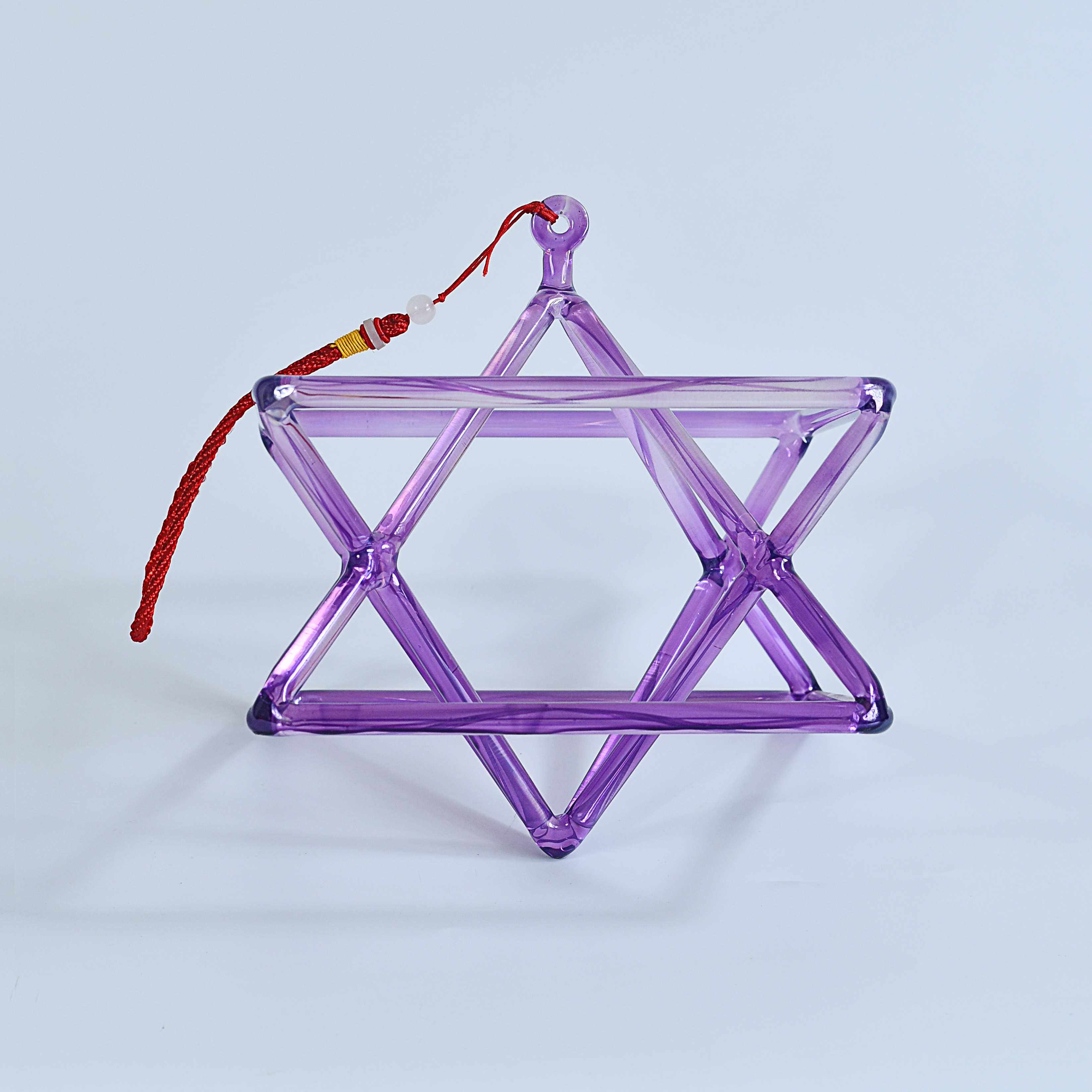 TXTone Purple Alchemy Crystal Singing Merkaba Pyramid With Carrier Bag For Meditation Healing