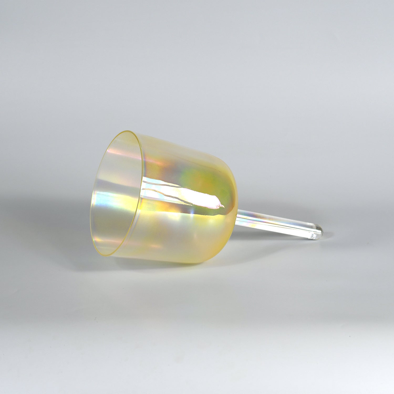 TXTone Yellow Alchemy Handle Crystal Singing Bowl With Carrier Bag For Chakra Healing Meditation