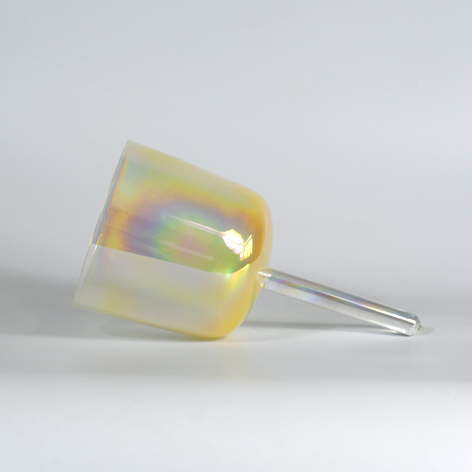 TXTone Yellow Alchemy Handle Crystal Singing Bowl With Carrier Bag For Chakra Healing Meditation