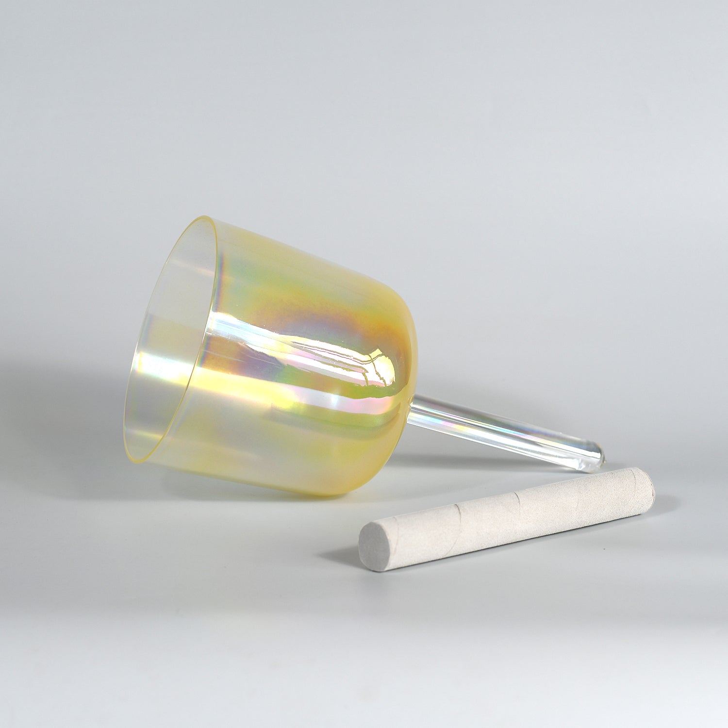 TXTone Yellow Alchemy Handle Crystal Singing Bowl With Carrier Bag For Chakra Healing Meditation