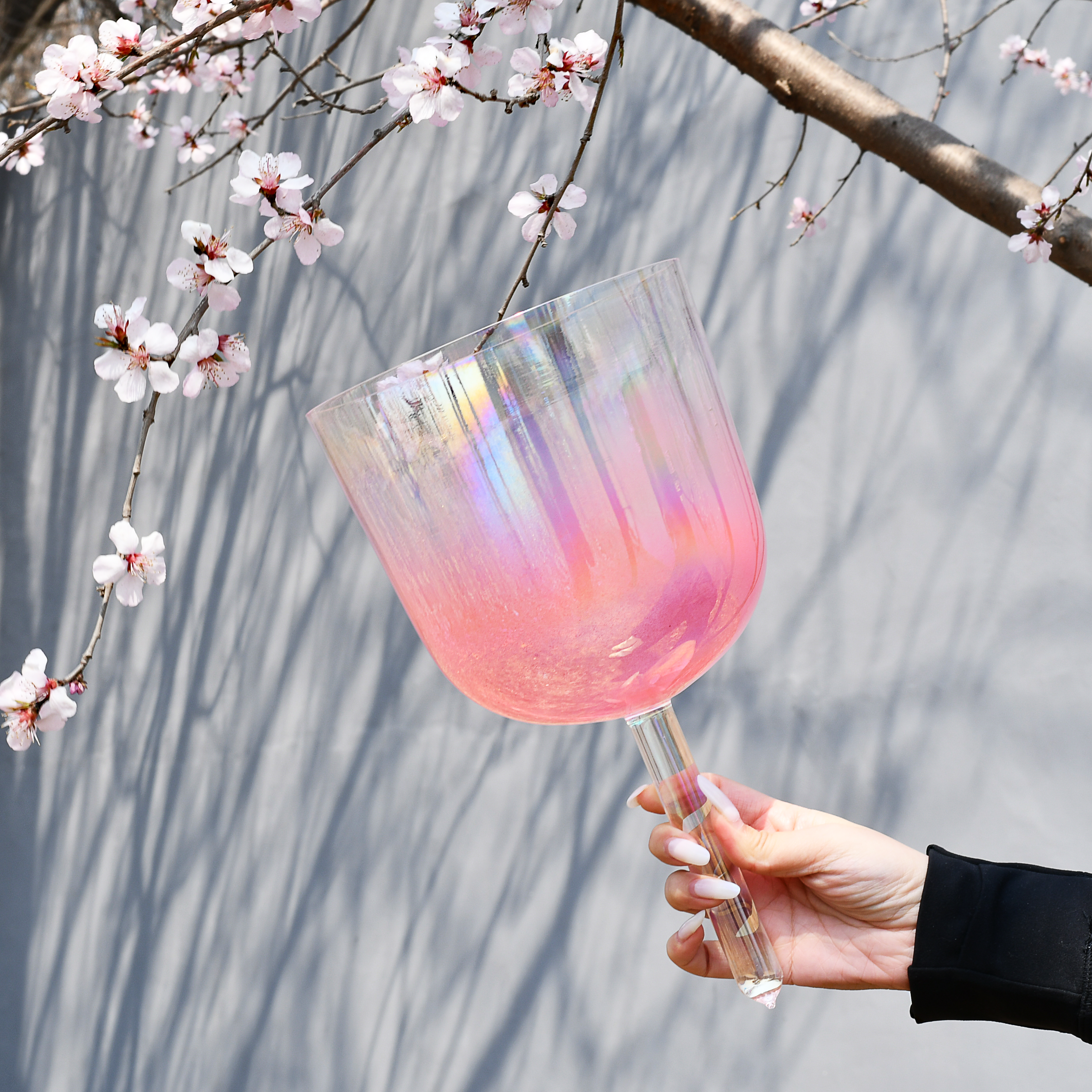 TXTone Red Alchemy Handle Crystal Singing Bowl With Carrier Bag For Chakra Healing Meditation