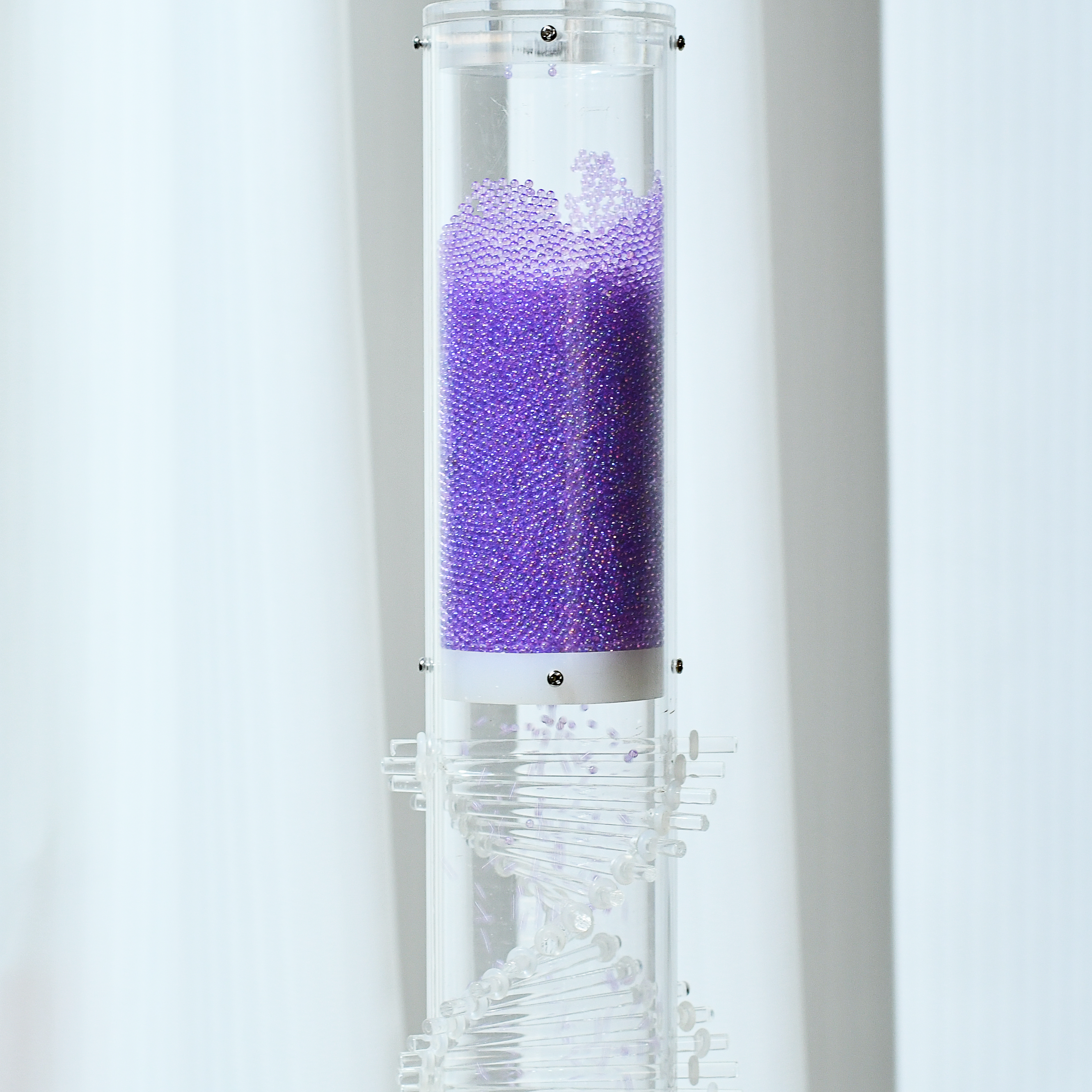 TXTone Purple Small Glass Microbeads Rain Stick 60s Longer With Acrylic Stand Holder