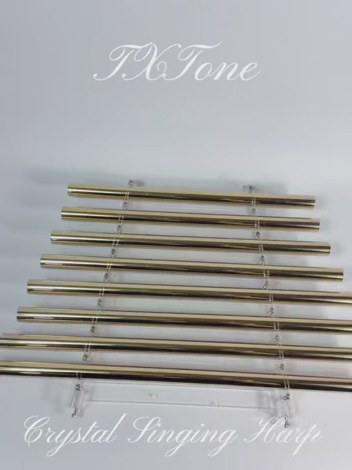 TXTone 432HZ Titanium - Plated Gold Crystal Singing Harp With 8 Notes & Alumina Alloy Box For Meditation Healing| Sound Healing | Chakra Balancing | Meditation Instrument