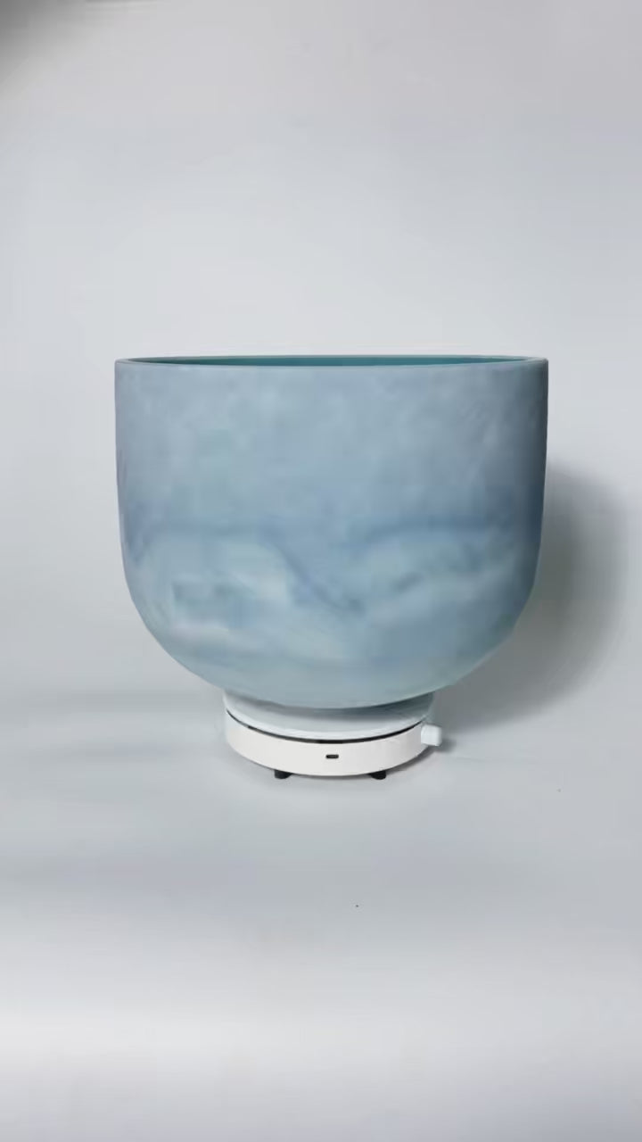 TXTone 12" 'Blue Smoke' Lapis Lazuli Crystal Singing Bowl - 432Hz G Note - One of a Kind With Carrier Bag For Chakra Healing Meditation